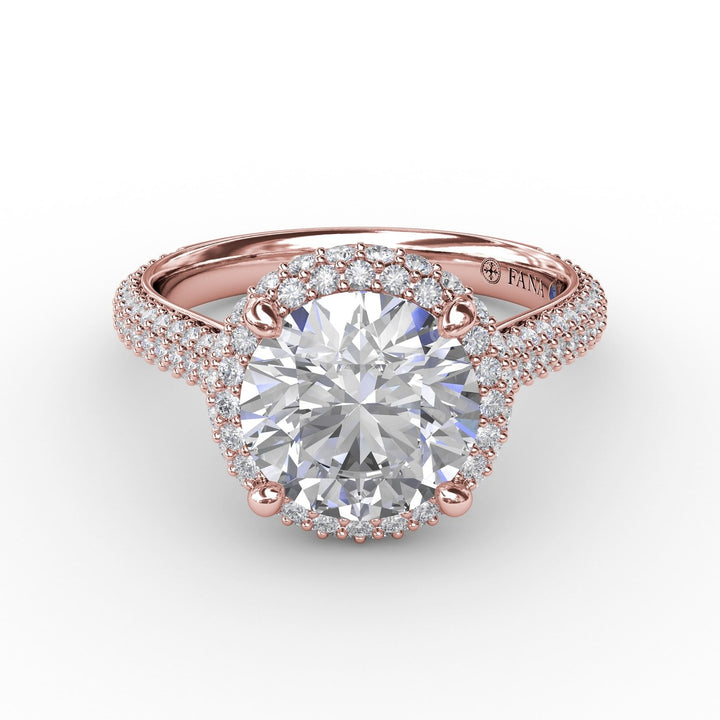Seamless Pav? Diamond Double Halo Engagement Ring