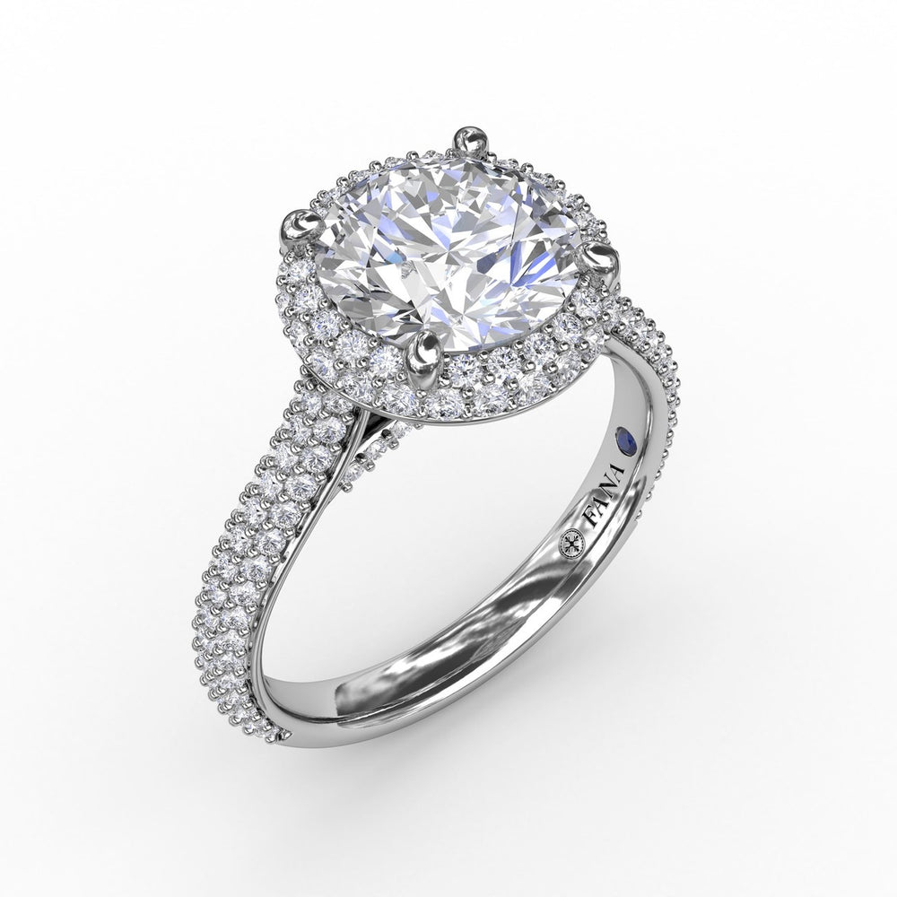 Seamless Pav? Diamond Double Halo Engagement Ring