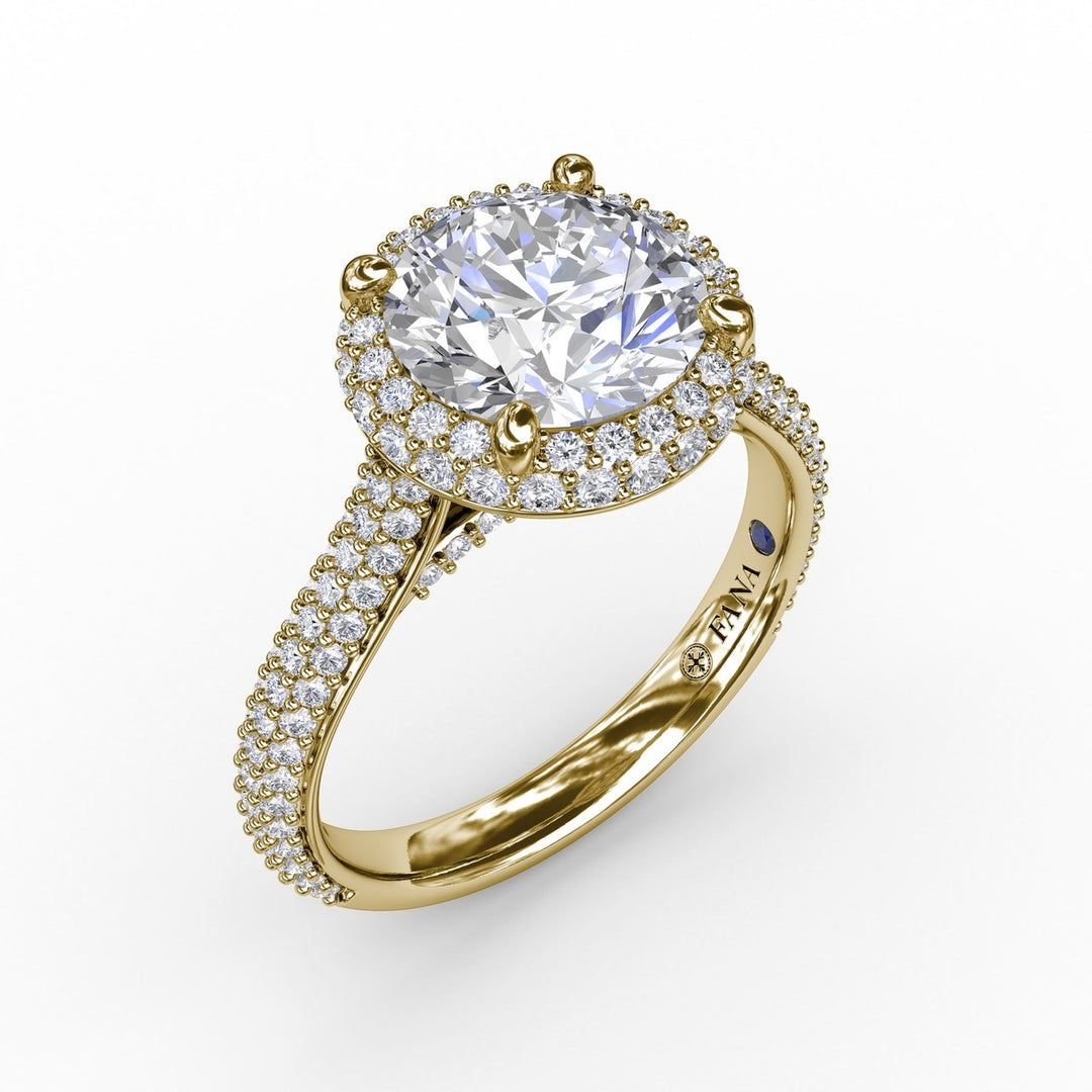 Seamless Pav? Diamond Double Halo Engagement Ring