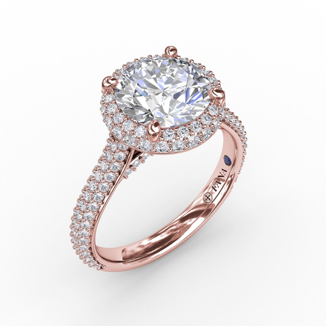Seamless Pav? Diamond Double Halo Engagement Ring