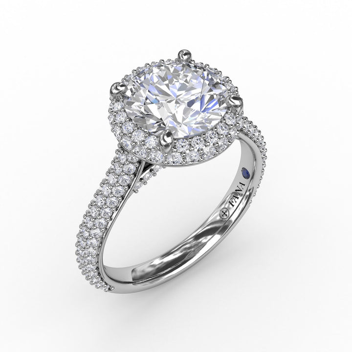 Seamless Pav? Diamond Double Halo Engagement Ring