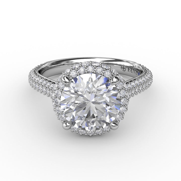 Seamless Pav? Diamond Double Halo Engagement Ring
