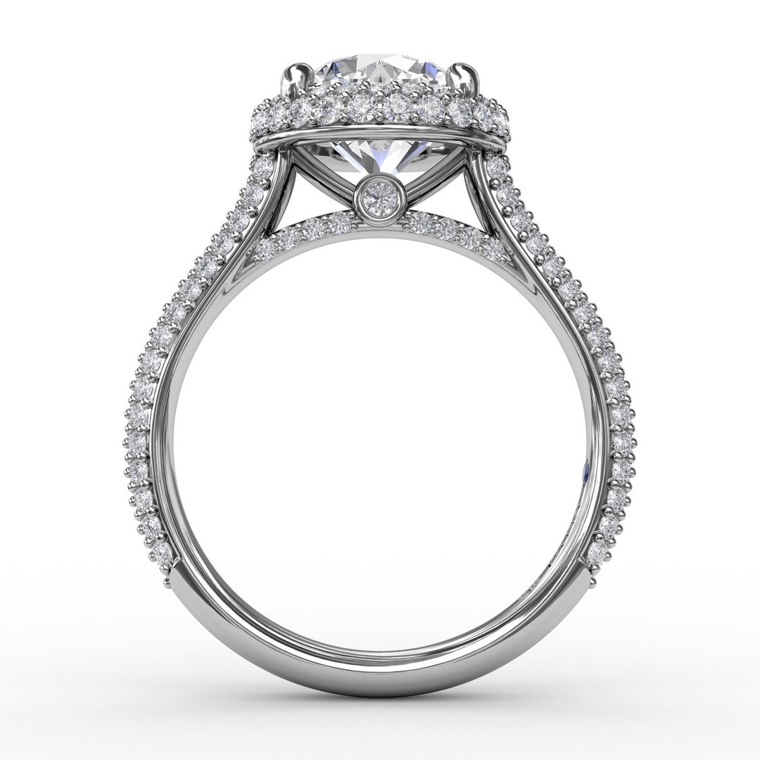 Seamless PavÃ© Diamond Double Halo Engagement Ring