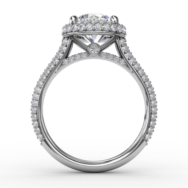 Seamless Pav? Diamond Double Halo Engagement Ring