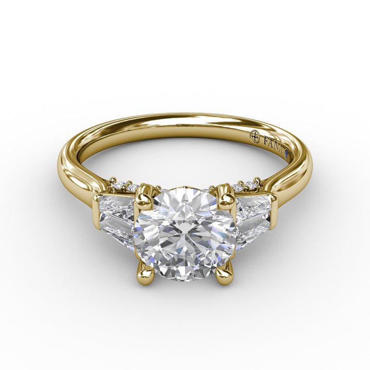 Three-Stone Engagement Ring With Tapered Baguettes