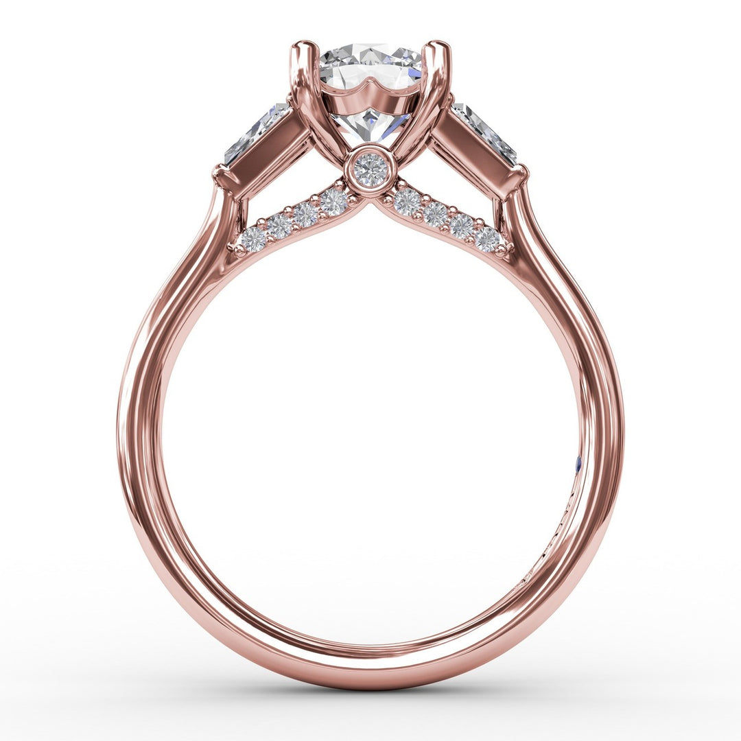 Three-Stone Engagement Ring With Tapered Baguettes