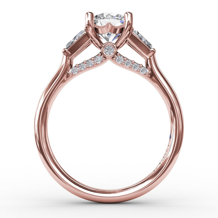 Three-Stone Engagement Ring With Tapered Baguettes