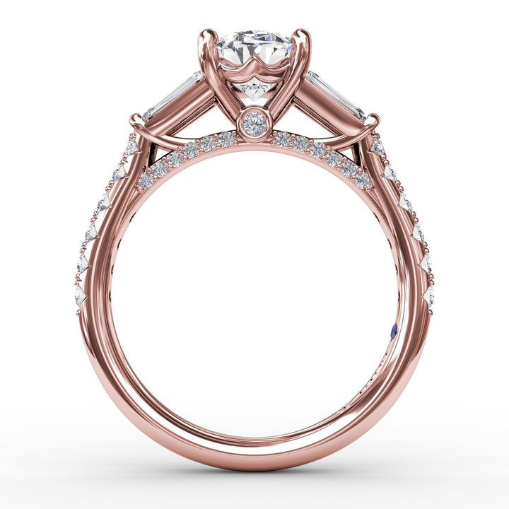 Oval Diamond Engagement Ring With Tapered Baguette Side Stones