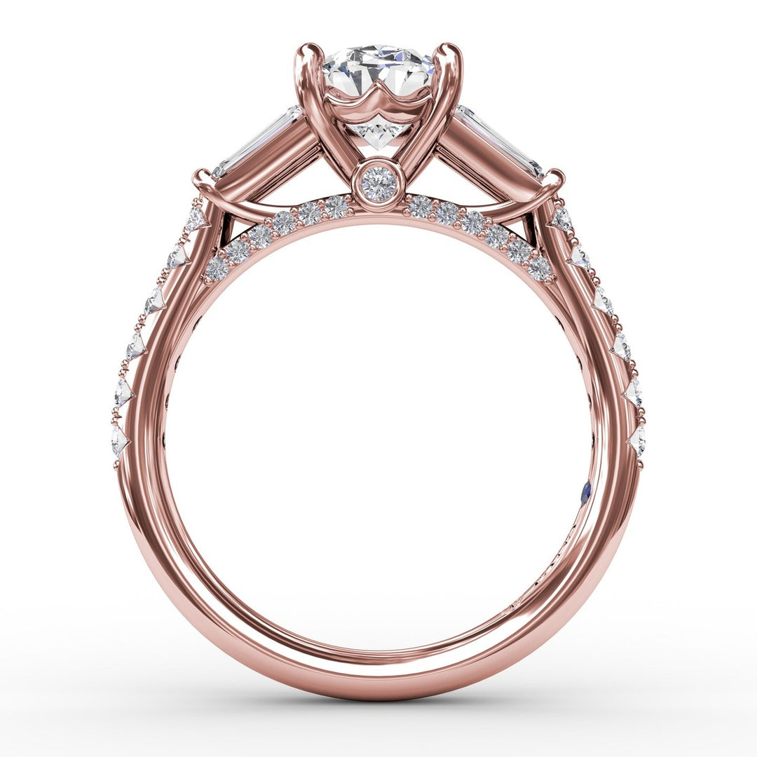 Oval Diamond Engagement Ring With Tapered Baguette Side Stones
