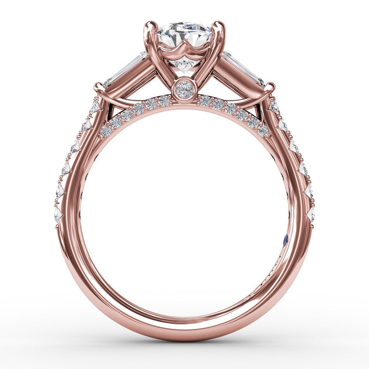 Oval Diamond Engagement Ring With Tapered Baguette Side Stones