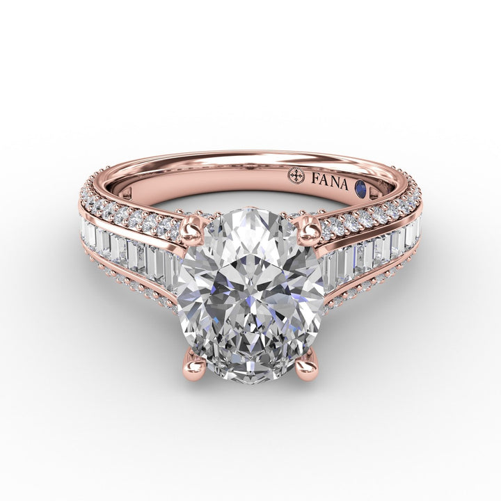 Striking Baguette and PavÃ© Engagement Ring
