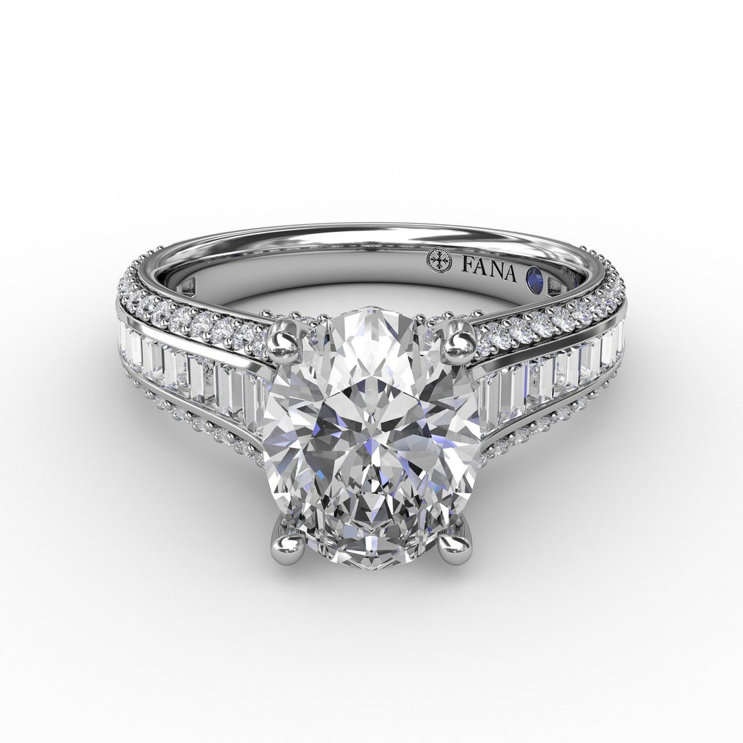 Striking Baguette and PavÃ© Engagement Ring