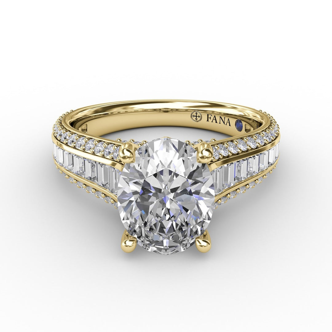 Striking Baguette and PavÃ© Engagement Ring