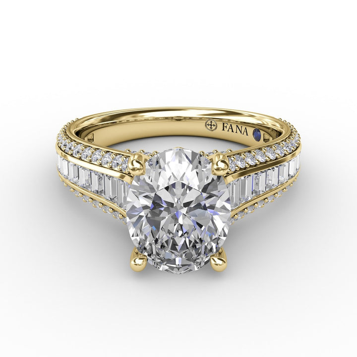 Striking Baguette and PavÃ© Engagement Ring