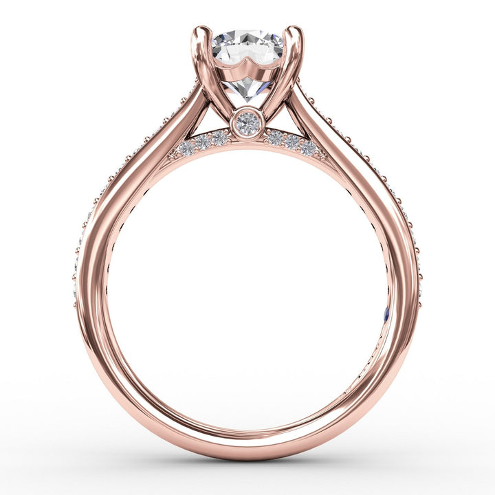 Classic Diamond Solitaire Engagement Ring With Diamond Band
