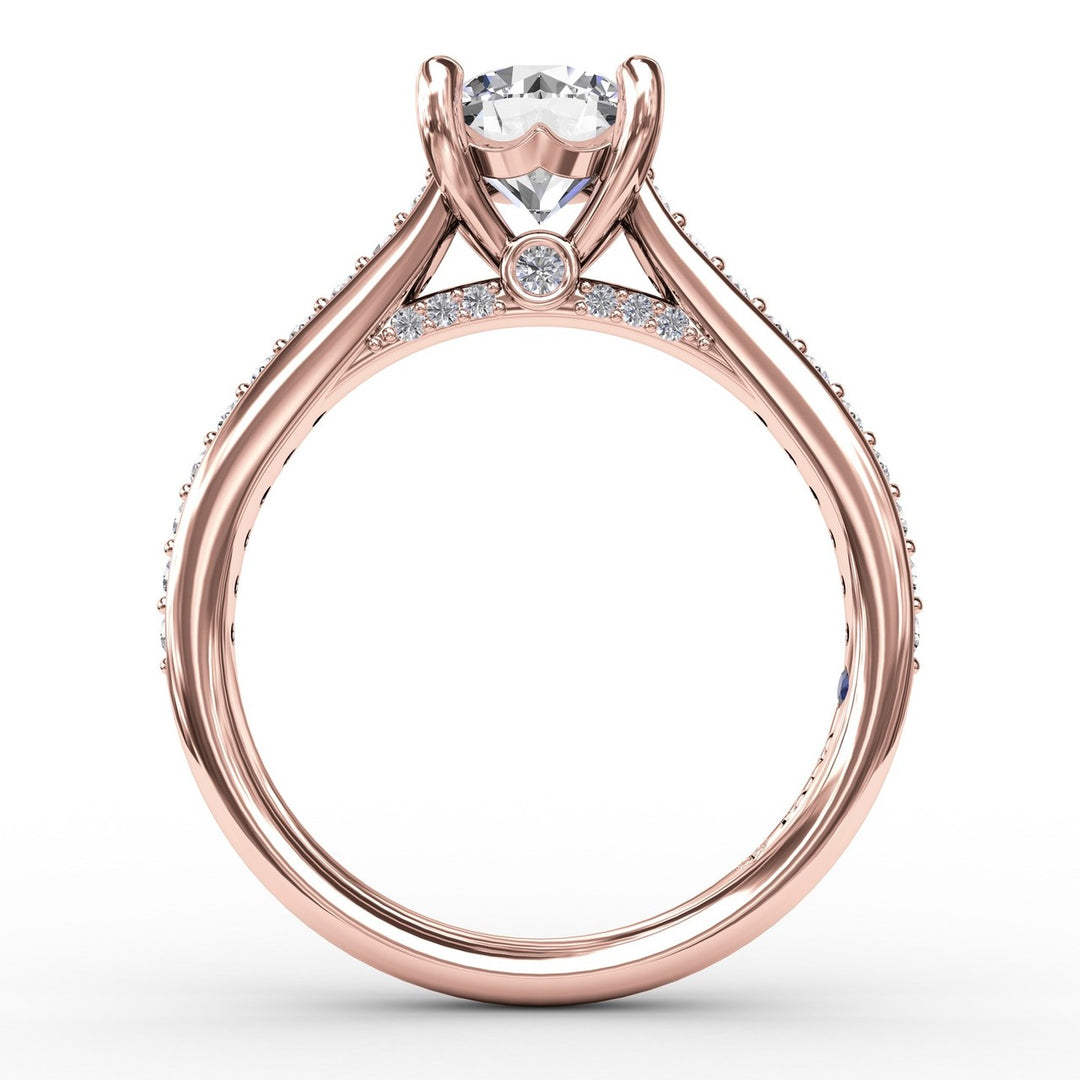 Classic Diamond Solitaire Engagement Ring With Diamond Band