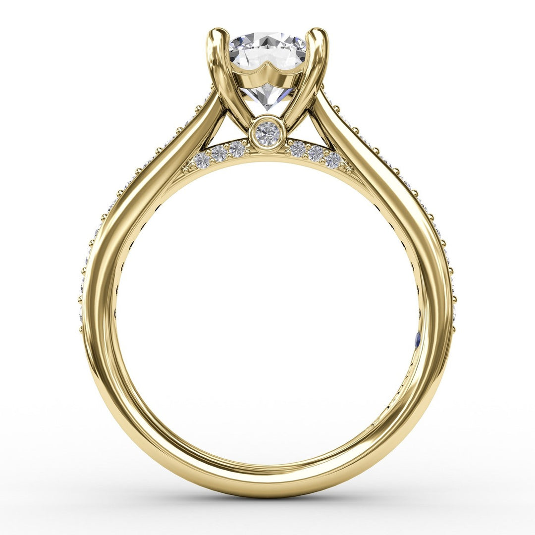 Classic Diamond Solitaire Engagement Ring With Diamond Band