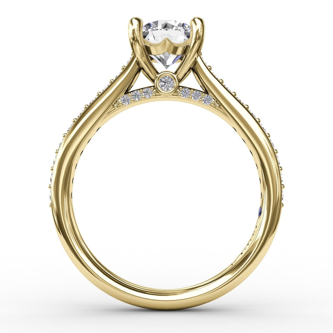 Classic Diamond Solitaire Engagement Ring With Diamond Band