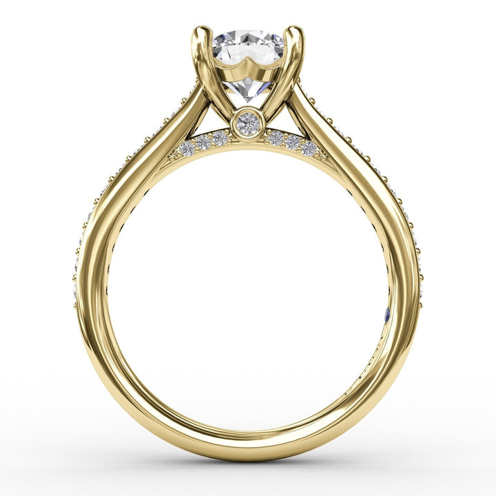 Classic Diamond Solitaire Engagement Ring With Diamond Band