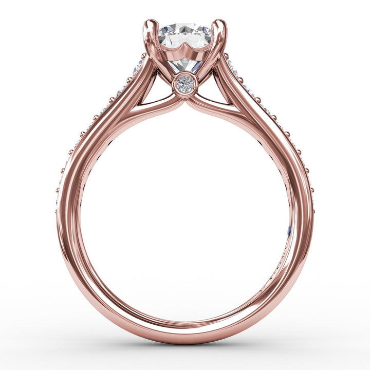 Classic Round Diamond Solitaire Engagement Ring With Diamond Band