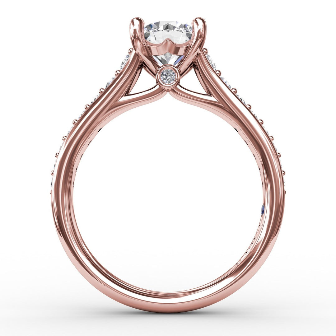 Classic Round Diamond Solitaire Engagement Ring With Diamond Band