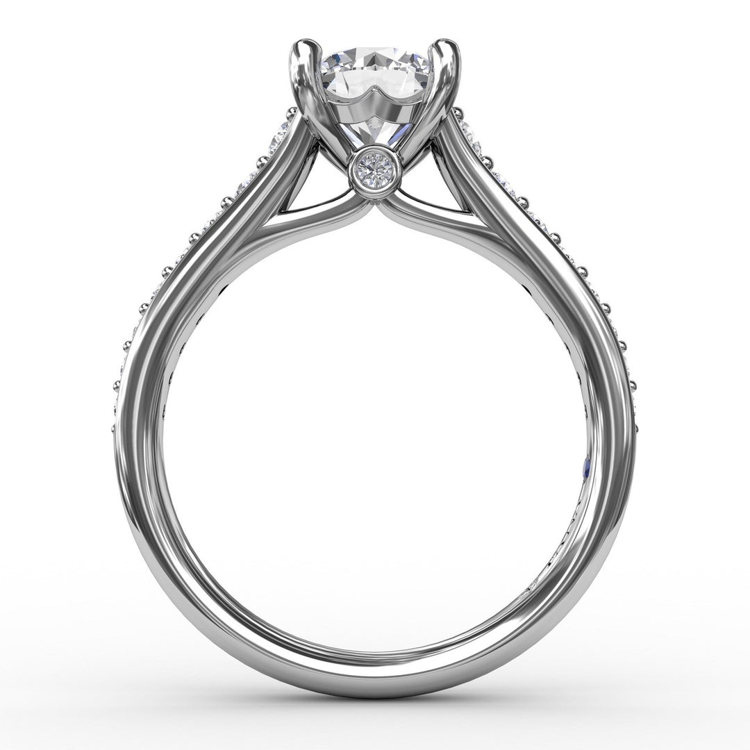 Classic Round Diamond Solitaire Engagement Ring With Diamond Band