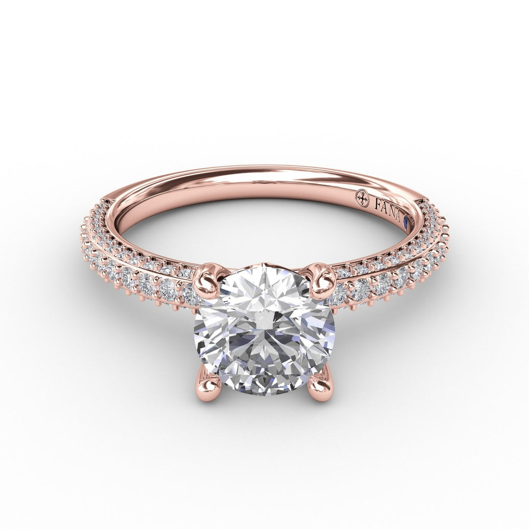 Classic Solitaire Engagement Ring With Flawless Pavé Band