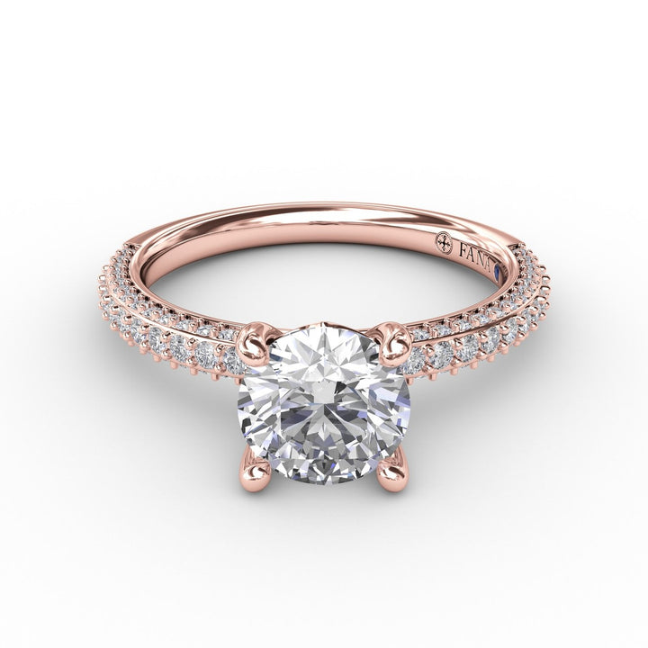 Classic Solitaire Engagement Ring With Flawless Pavé Band