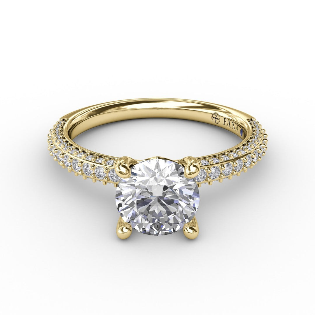 Classic Solitaire Engagement Ring With Flawless Pavé Band