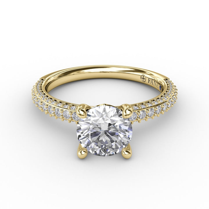 Classic Solitaire Engagement Ring With Flawless Pavé Band