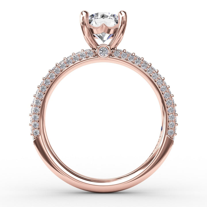 Classic Solitaire Engagement Ring With Flawless Pavé Band