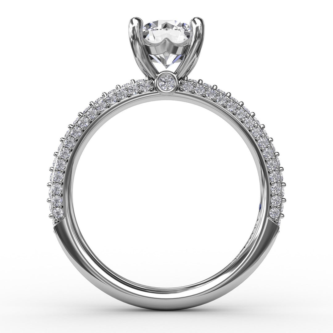 Classic Solitaire Engagement Ring With Flawless PavÃ© Band