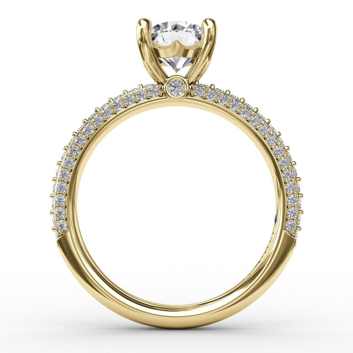Classic Solitaire Engagement Ring With Flawless Pavé Band