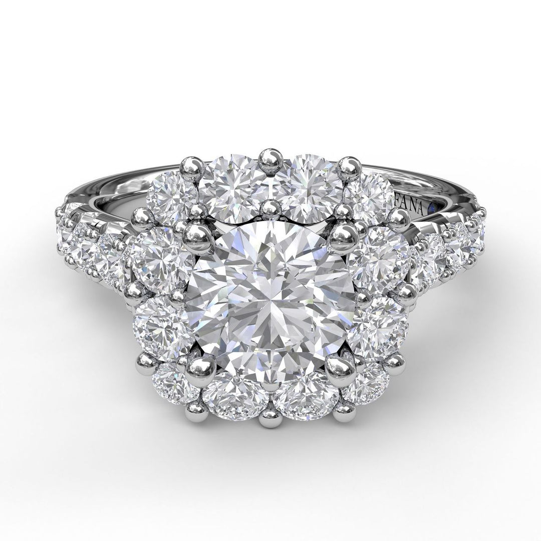 Chunky Diamond Cushion Halo Engagement Ring