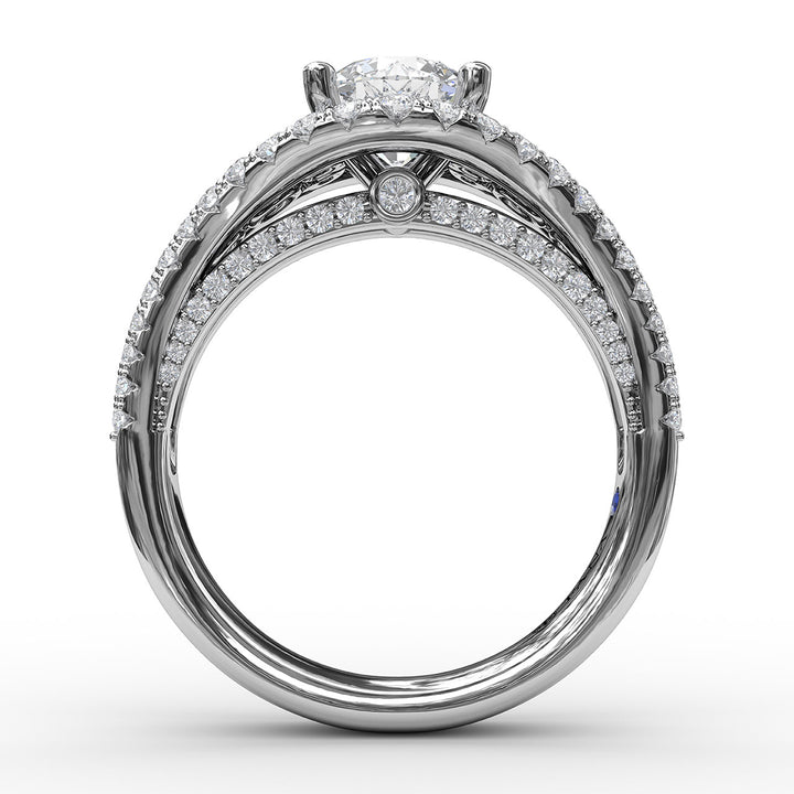 Graduated Diamond Encrusted Engagement Ring