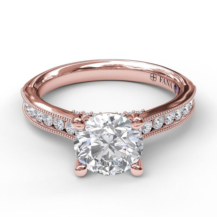 Single Row Channel Milgrain Engagement Ring