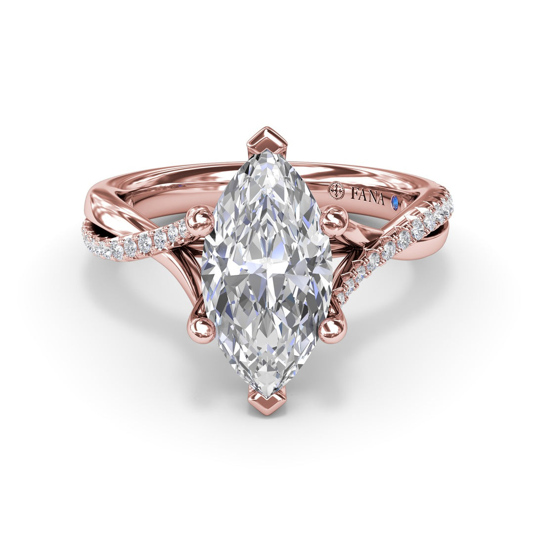 Alternating Diamond Twist Engagement Ring