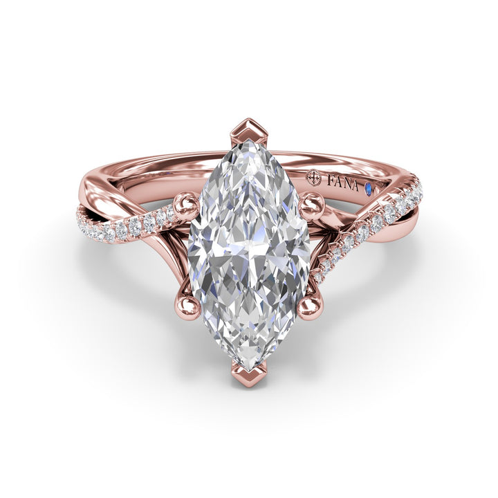 Alternating Diamond Twist Engagement Ring