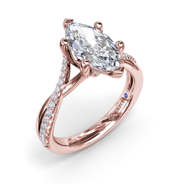 Alternating Diamond Twist Engagement Ring