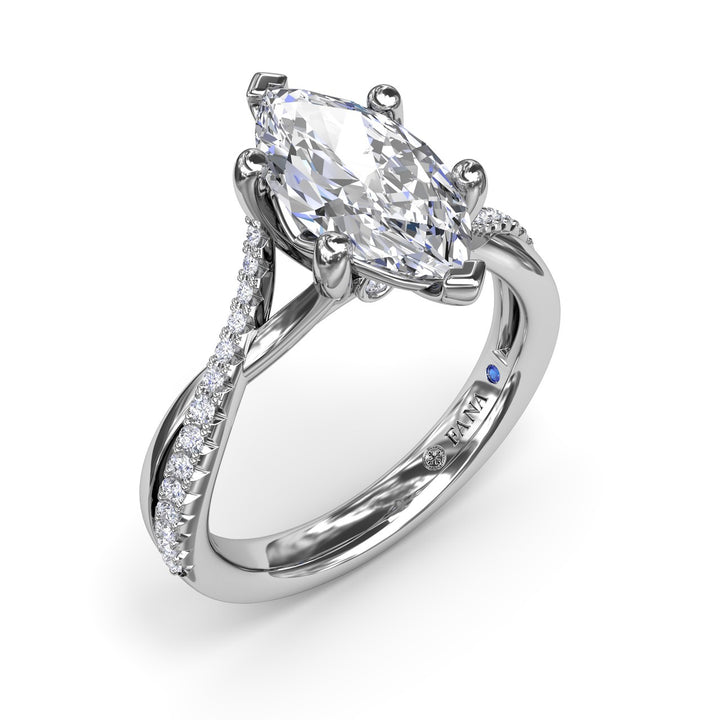 Alternating Diamond Twist Engagement Ring