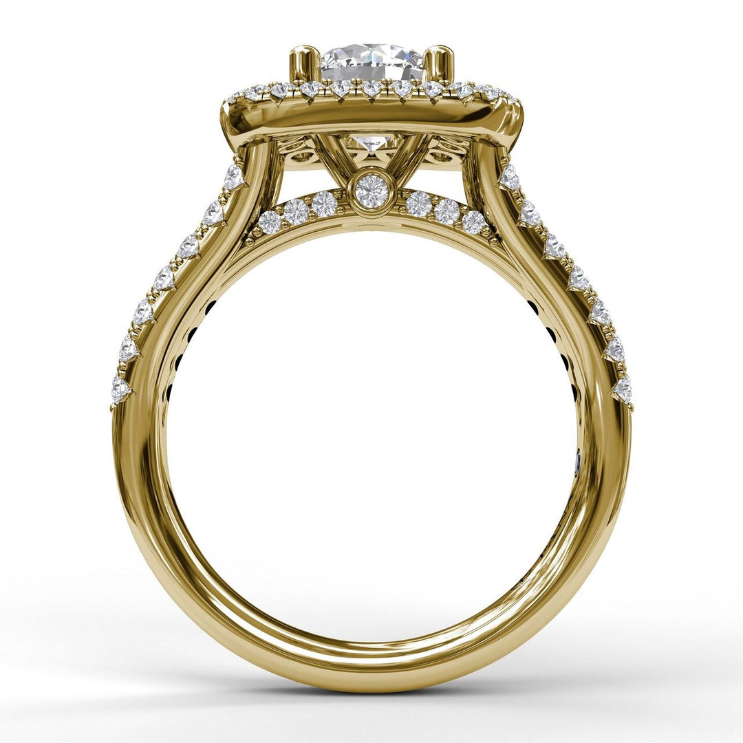 Exquisite Unique Double Halo Engagement Ring