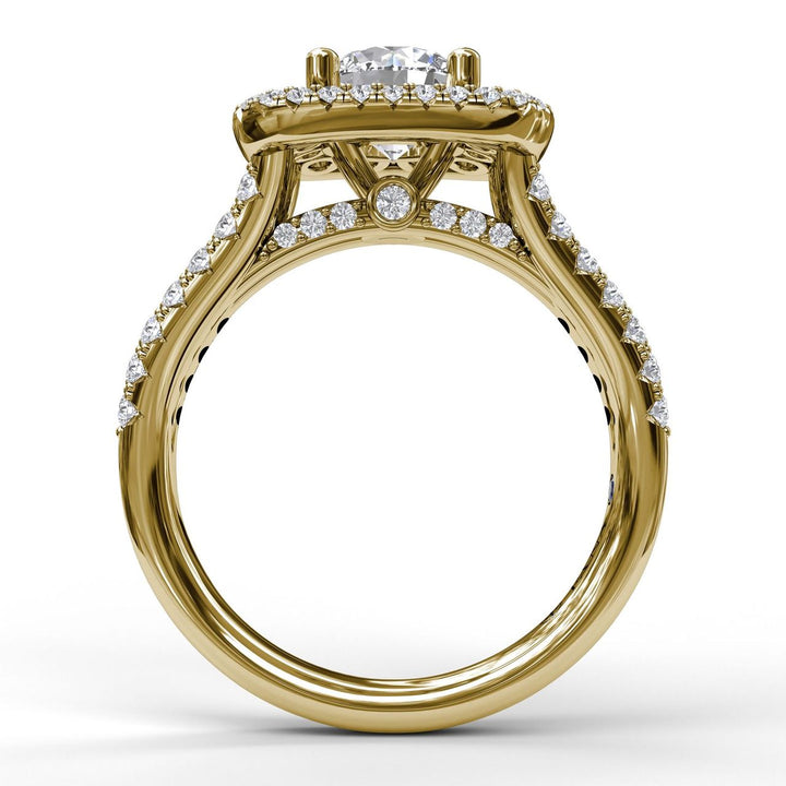 Exquisite Unique Double Halo Engagement Ring