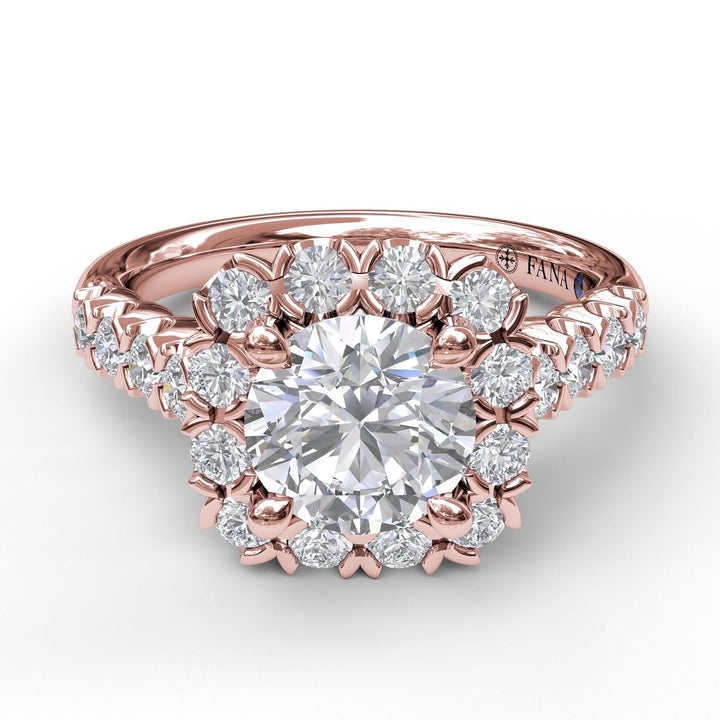 Chunky Cushion Halo Engagement Ring