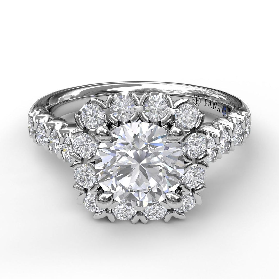 Chunky Cushion Halo Engagement Ring