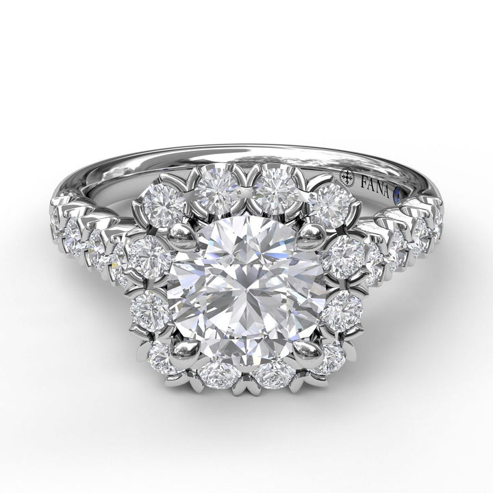 Chunky Cushion Halo Engagement Ring