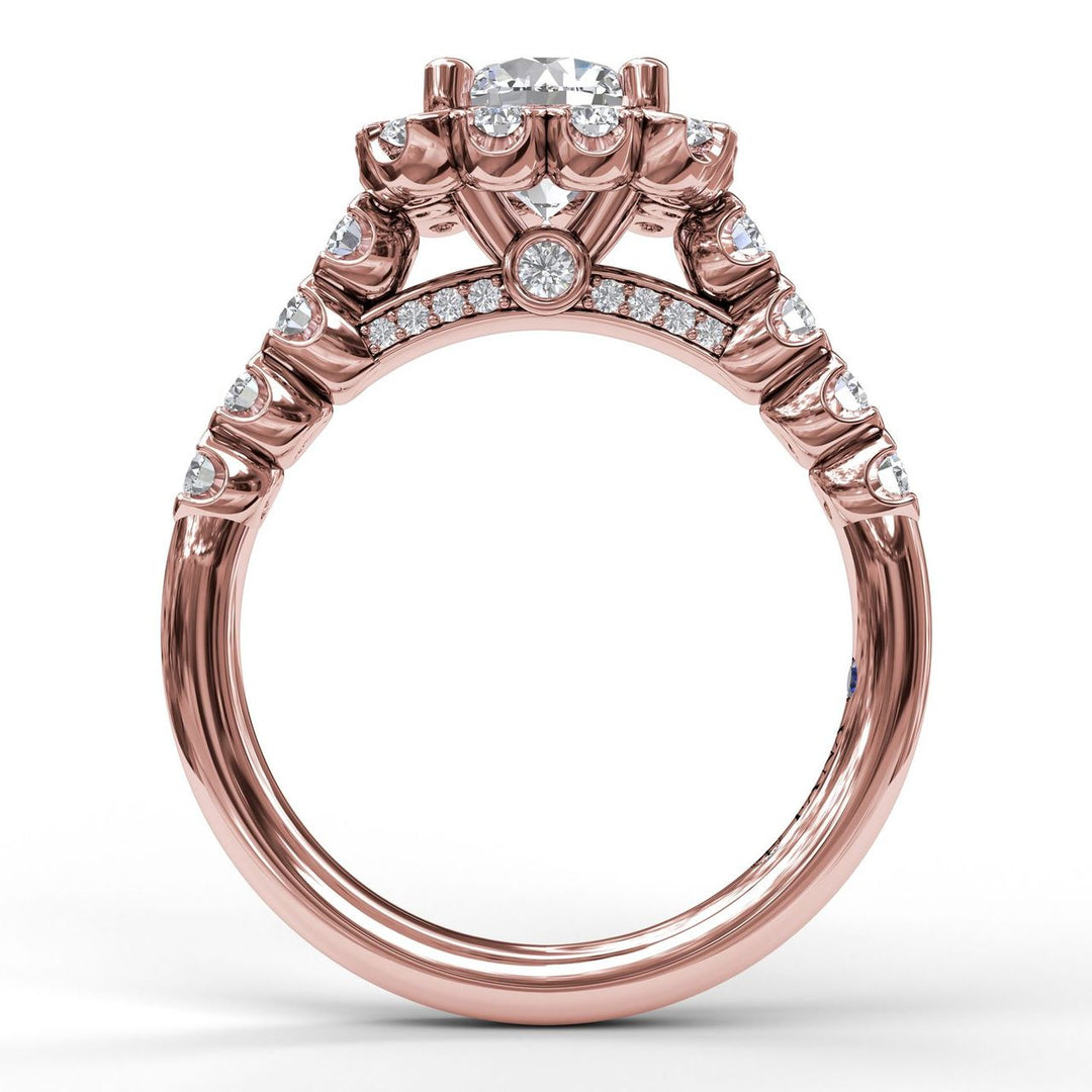 Chunky Cushion Halo Engagement Ring