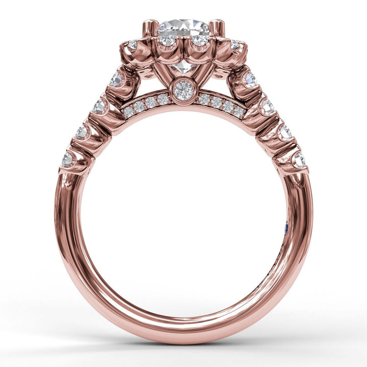 Chunky Cushion Halo Engagement Ring