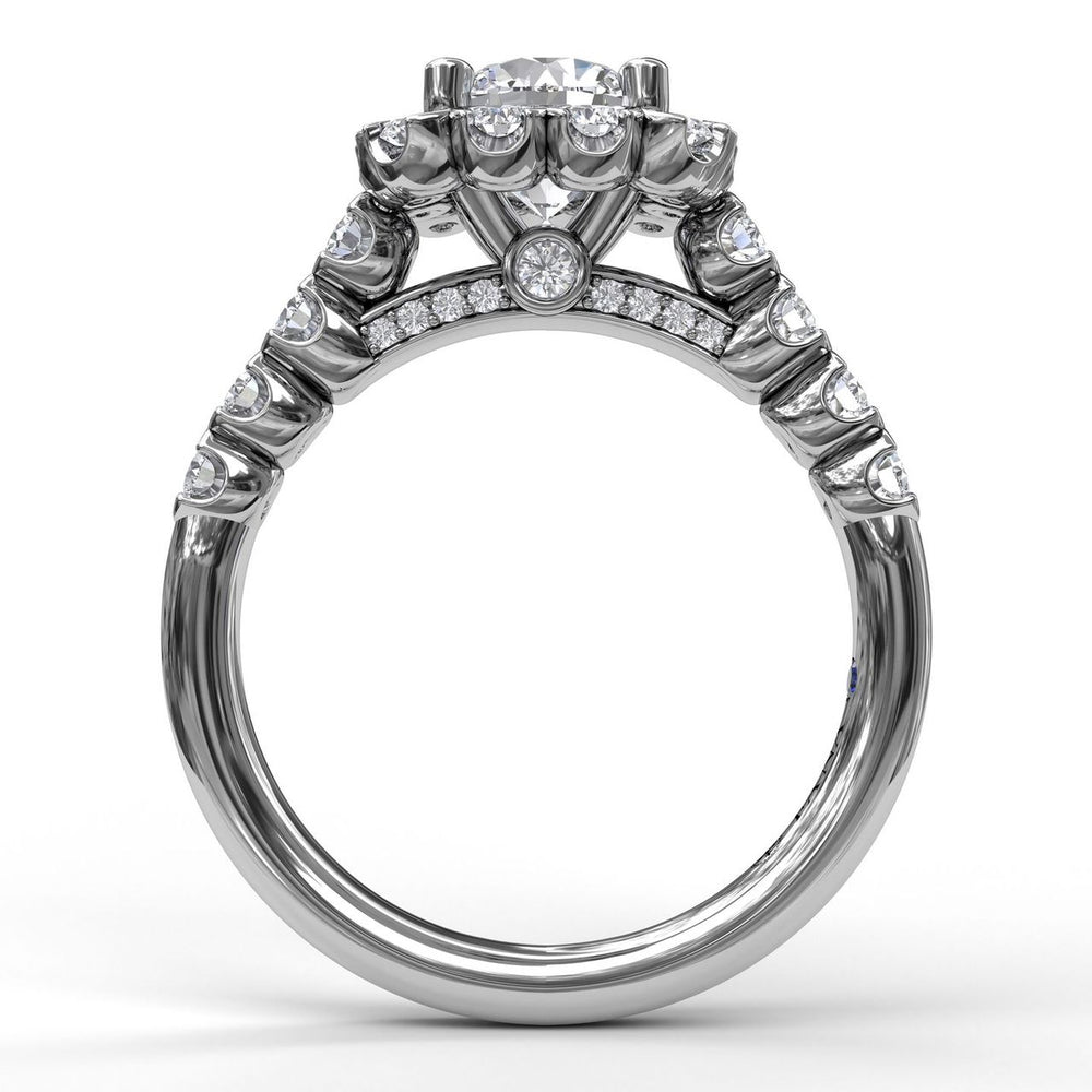 Chunky Cushion Halo Engagement Ring