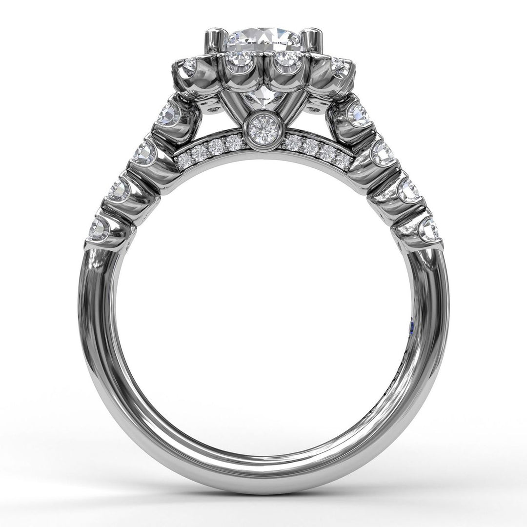 Chunky Cushion Halo Engagement Ring