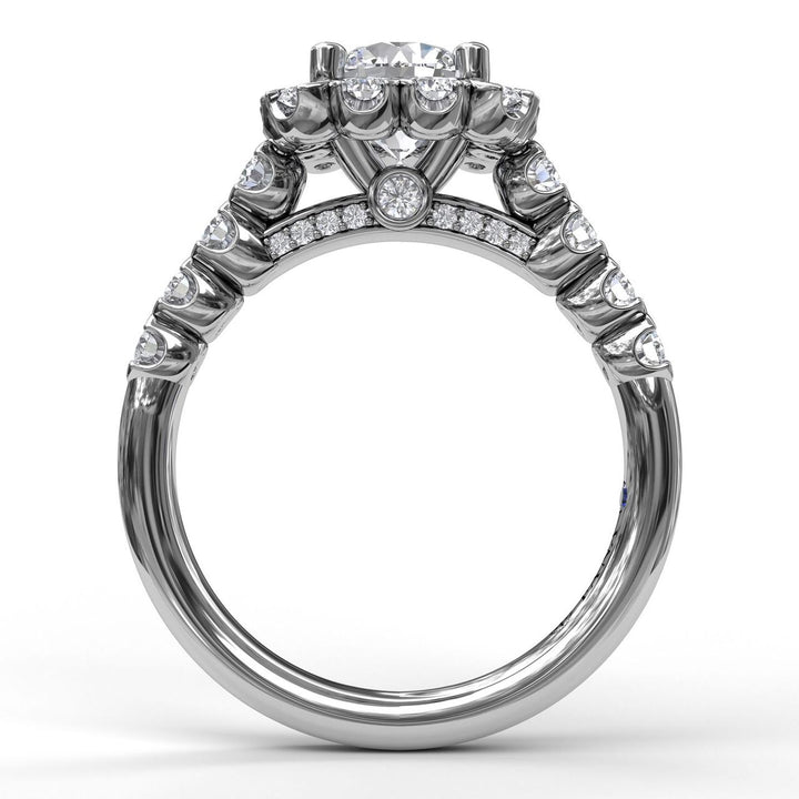 Chunky Cushion Halo Engagement Ring